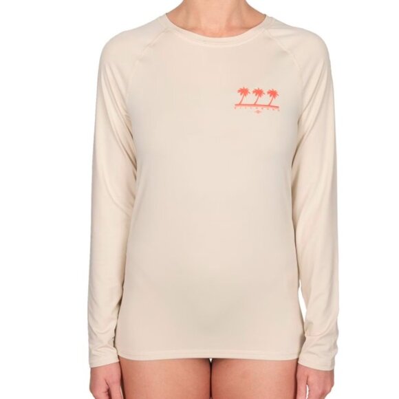 NWT Billabong SZ Large Off-White Beach Babe Long Sleeve Rashguard Top $50 - Picture 3 of 3